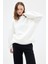 Ekru Bisiklet Yaka Oversize Kadın Sweatshirt 9152M 13
