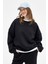 Siyah Bisiklet Yaka Oversize Kadın Sweatshirt 9152M 11