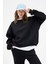 Siyah Bisiklet Yaka Oversize Kadın Sweatshirt 9152M 12