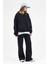 Siyah Bisiklet Yaka Oversize Kadın Sweatshirt 9152M 13