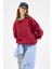 Bordo Bisiklet Yaka Oversize Kadın Sweatshirt 9152M 2
