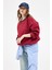 Bordo Bisiklet Yaka Oversize Kadın Sweatshirt 9152M 8