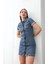 Kısa Kollu Önden Düğmeli Jean Elbise Mavi 11