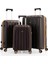 3lü Set Kırılmaz Silikon Valiz Bavul V305 Acı Kahve/şampanya 1