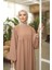 Açık Bej Tesettür Balon Kollu Oversize Elbise Standart Beden ( 36 - 42 ) Uyumludur 1692 2