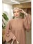 Açık Bej Tesettür Balon Kollu Oversize Elbise Standart Beden ( 36 - 42 ) Uyumludur 1692 3