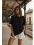 Kadın Siyah %100 Pamuk Oversize Basic Tişört – Rahat Kalıp Relaxed Bisiklet Yaka T-Shirt 1