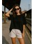 Kadın Siyah %100 Pamuk Oversize Basic Tişört – Rahat Kalıp Relaxed Bisiklet Yaka T-Shirt 2