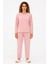 Kadın 13504-1430 Uzun Kol Kadife Pijama Takımı Pembe 1