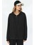 Kadın Modal Touch Fermuarlı Kapşonlu Sweatshirt Siyah 4