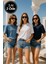 Kadın 3'lü Paket Lacivert-Mavi-Beyaz %100 Pamuk Oversize Basic Tişört Bisiklet Yaka Relaxed T-Shirt 1