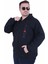 Mocgrande Büyük Beden Kapüşonlu Fermuarlı 3ip Sweat Black 25716 Sıyah 2