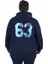 Mocgrande Büyük Beden Kapüşonlu Sweat Double Face Sixty Three 25704 Lacıvert 3