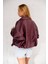Oversize Bomber Kemerli Fermuarlı Deri Ceket 5