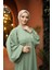 Açık Bej Tesettür Balon Kollu Oversize Elbise Standart Beden ( 36 - 42 ) Uyumludur 1692 3