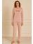 Kadın 13166-2541 Uzun Kol Kadife Pijama Takımı Somon 1