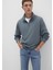0S10278-80889 Yarı Fermuarlı Mavi Basic Sweatshirt 2