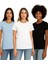 Kadın 3'lü Paket Siyah-Beyaz-Mavi %100 Organik Pamuk Normal Kesim Tişört Bisiklet Yaka T-Shirt 4