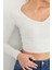 V Yaka Uzun Kol Crop Bluz 6