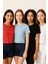 Kadın 4'lü Paket Oversize Crop Tişört %100 Pamuk Bisiklet Yaka T-Shirt 3