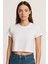 Kadın 4'lü Paket Oversize Crop Tişört %100 Pamuk Bisiklet Yaka T-Shirt 5