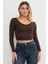 V Yaka Uzun Kol Crop Bluz 5