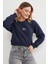 3 Iplik Fiyonk Nakışlı Crop Sweatshirt 4