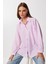 Çizgili Oversize Dokuma Gömlek LDZ0050 Pembe 1