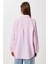Çizgili Oversize Dokuma Gömlek LDZ0050 Pembe 5