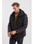 Siyah Comfort Fit Kapüşonlu Şişme Mont 7