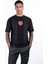 Ex-Peent Erkek Kısa Kollu Siyah Renkli, Poplin Garnili, Baskılı, Regular Fit Dikiş Detaylı T-Shirt 1