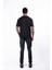 Ex-Peent Erkek Kısa Kollu Siyah Renkli, Poplin Garnili, Baskılı, Regular Fit Dikiş Detaylı T-Shirt 5