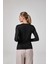 Kadın Siyah Uzun Kollu Yuvarlak Yaka Modal Tişört C1T0N6O2 2