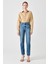 Yüksek Bel Dar Paça Mom Fit Indigo Kadın Denim Pantolon DTK363 Orta Indigo 4