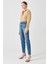 Yüksek Bel Dar Paça Mom Fit Indigo Kadın Denim Pantolon DTK363 Orta Indigo 5