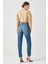 Yüksek Bel Dar Paça Mom Fit Indigo Kadın Denim Pantolon DTK363 Orta Indigo 6