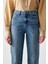 Yüksek Bel Dar Paça Mom Fit Indigo Kadın Denim Pantolon DTK363 Orta Indigo 7