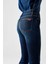 LYDIA Skinny Flare Fit Koyu İndigo Kadın Jean Pantolon 8