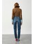 Yüksek Bel Dar Paça Mom Fit Indigo Kadın Denim Pantolon DT10104 Orta Indigo 8