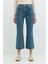 MINA Crop Bootcut Fit Çiçek Desenli Orta İndigo Kadın Jean Pantolon 4