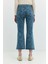 MINA Crop Bootcut Fit Çiçek Desenli Orta İndigo Kadın Jean Pantolon 5
