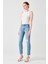 Yüksek Bel Düz Paça Slim Fit Açık Indigo Kadın Denim Pantolon DT11123 7