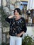 LS7514 Italyan Yaprak Desen Triko Bluz Siyah 3