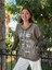 NC53050D Italyan Yazı Baskılı Cepli Kapüşonlu Coton Sweatshirt Vizon 2