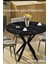 Yemek- Salon - Mutfak ve Balkon Masası Ahtapot Ayaklı Yuvarlak 90X90 Siyah Mermer Desen 1
