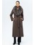 Çıkabilir Kürklü Belden Bağlamalı Uzun Kaşmir Kaban Duman 3133-TK 1