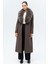 Çıkabilir Kürklü Belden Bağlamalı Uzun Kaşmir Kaban Duman 3133-TK 2