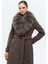 Çıkabilir Kürklü Belden Bağlamalı Uzun Kaşmir Kaban Duman 3133-TK 3