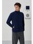 İndigo Yazı Nakışlı Dik Yaka Fermuarlı Standart Kalıp Erkek Sweatshirt Polar - 87992 6