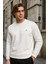 Erkek Desenli Kışlık Salaş Rahat Beyaz Sweatshirt 1
